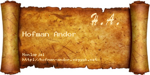 Hofman Andor névjegykártya